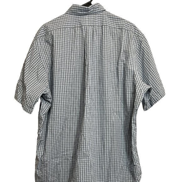 Lauren Ralph Lauren Mens‎ XL Button Down Plaid Short Sleeve Gold Crown Blue - Picture 4 of 7